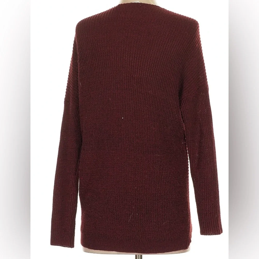Astr Deep Red V-Neck Wrap Sweater - Picture 2 of 3